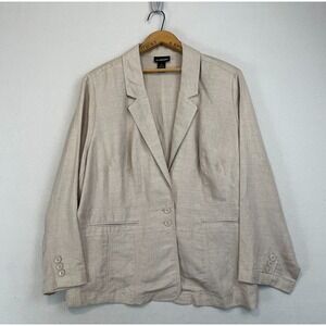 LANE BRYANT 100% Linen Lightweight Jacket Womens‎ 28 Beige Blazer Unlined